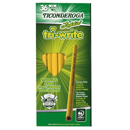 Ticonderoga Laddie Tri-Write Intermediate Size No. 2 Pencils, No Eraser, PK36 13044